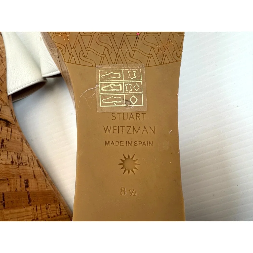 Stuart Weitzman‎ Summer Wedge Women 8.5 EUC $375 Leather  Slide Sandals Platform - Picture 8 of 10